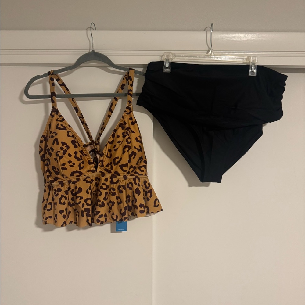 Cupshe Leopard Print Bikini Set - Black and Brown